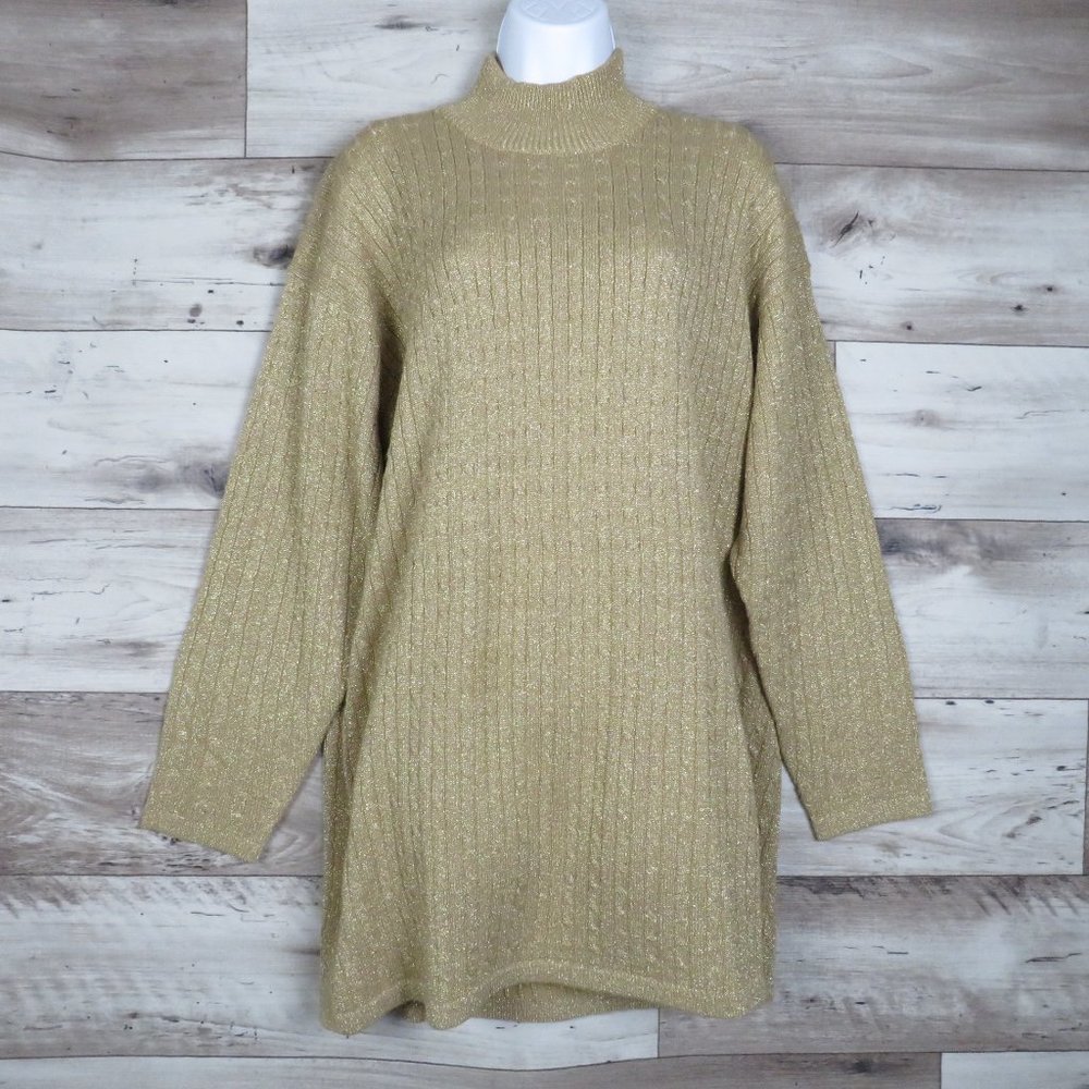 Braemar* Long Sleeve Turtle Neck Split End Hem Ribbed Pullover Sweater~‎ Large